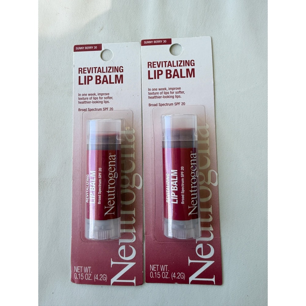 2 Pack Neutrogena Revitalizing Lip Balm Sunny Berry 30 SPF 20 Sheer Tint 0.15oz